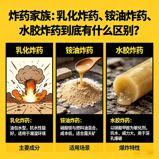 巍山炸药家族：乳化炸药、铵油炸药、水胶炸药到底有什么区别？